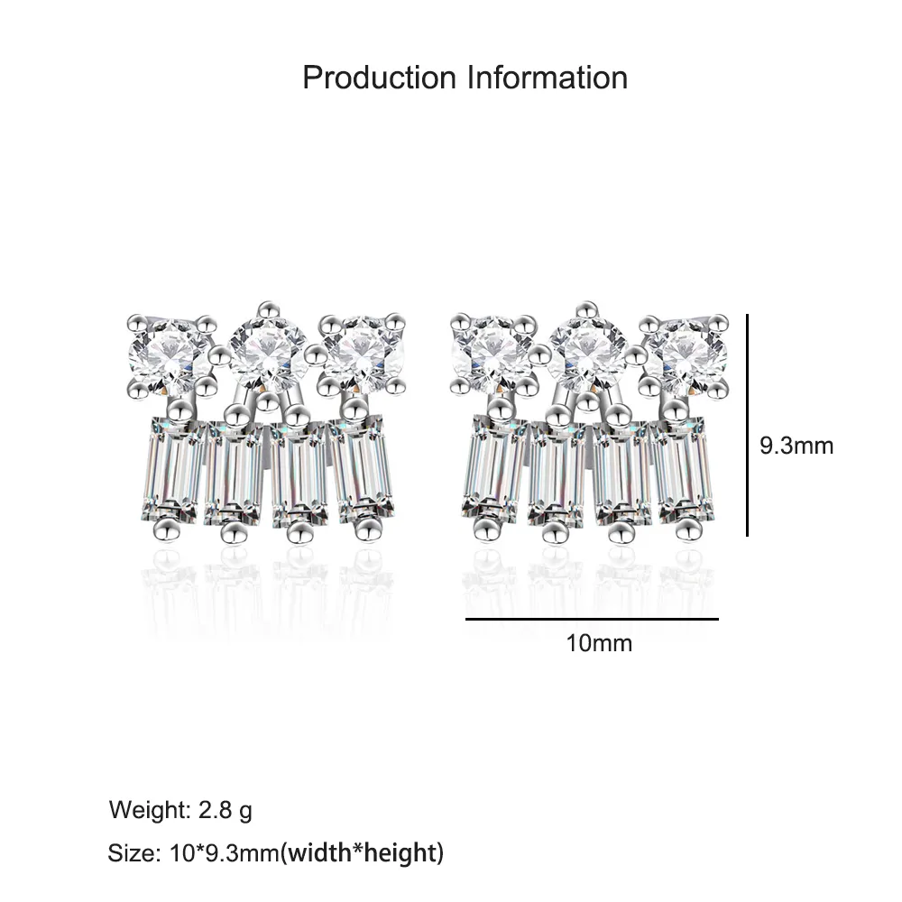 925 Sterling Silver Row-Set Zircon Stud Earring 40200592 - image2