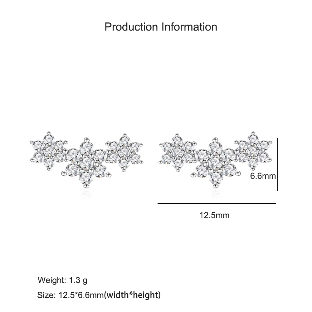 925 Sterling Silver Zircon Snowflake Stud Earring 40200593 - image2