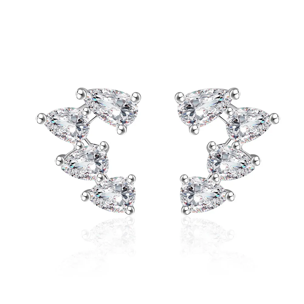 925 Sterling Silver Teardrop Zircon Stud Earring 40200595