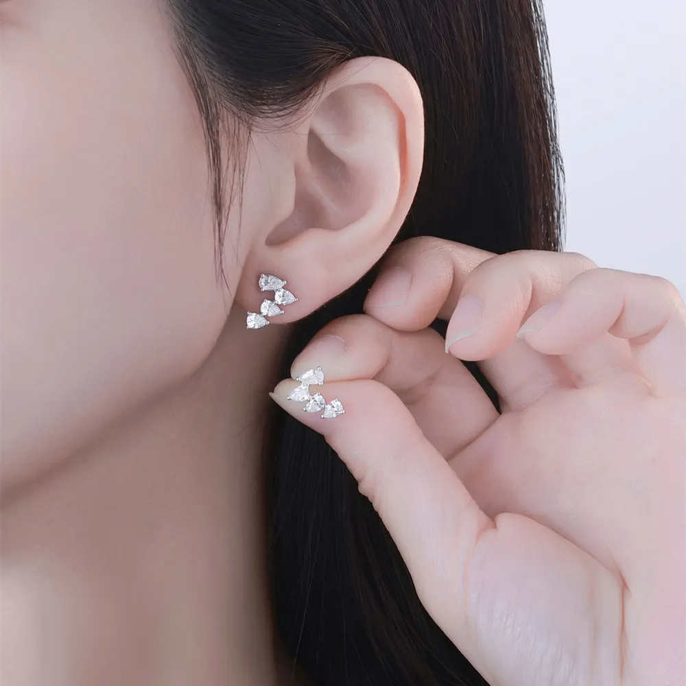 925 Sterling Silver Teardrop Zircon Stud Earring 40200595 - image1