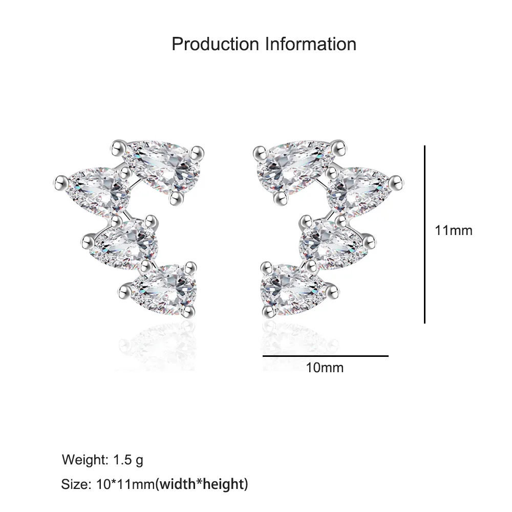 925 Sterling Silver Teardrop Zircon Stud Earring 40200595 - image2