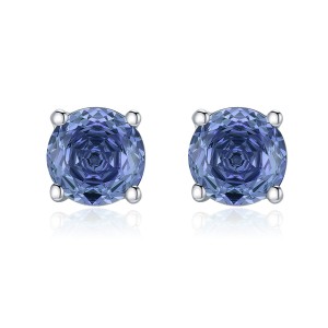 925 Sterling Silver 6mm/8mm Tanzanite Zircon Rose Cut Stud Earring 40200601