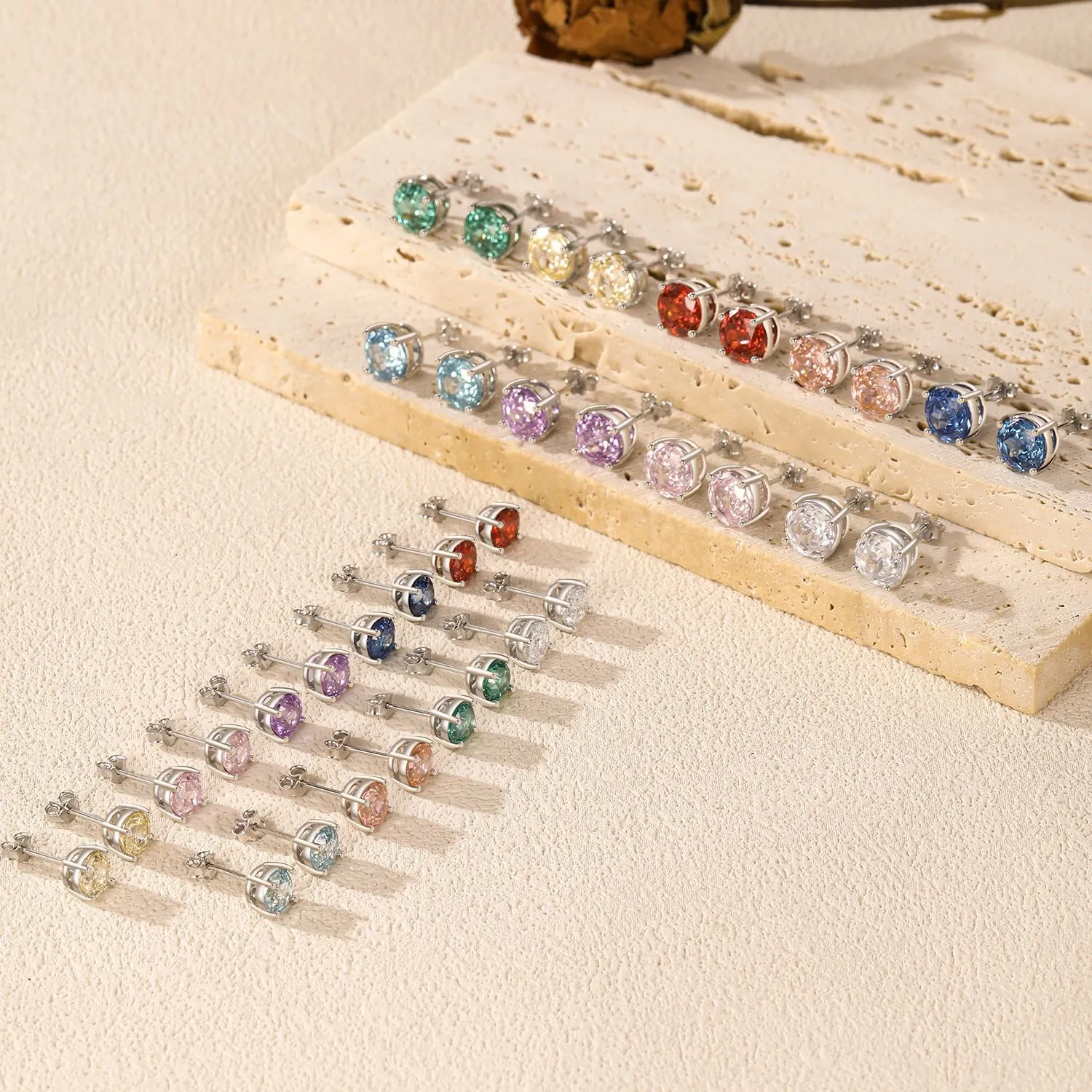 925 Sterling Silver 6mm/8mm Tanzanite Zircon Rose Cut Stud Earring 40200601 - image3