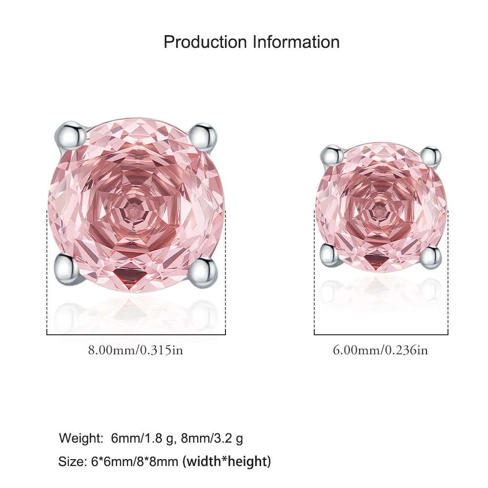 925 Sterling Silver 6mm/8mm Morganite Orange Rose Cut Stud Earring 40200603 - image2