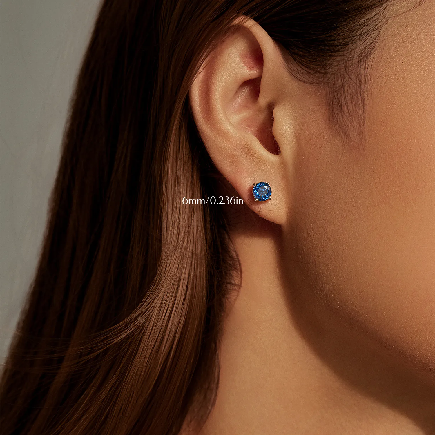 925 Sterling Silver 6mm/8mm Royal Blue Rose Cut Stud Earring 40200604 - image1