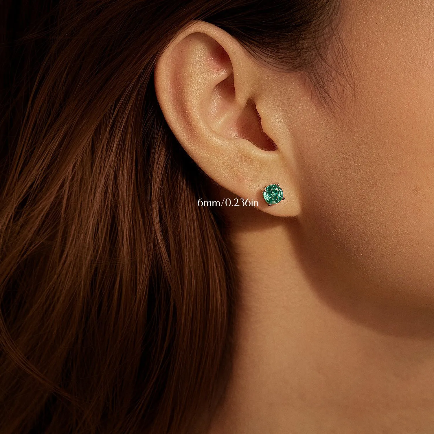 925 Sterling Silver 6mm/8mm Paraiba Blue Rose Cut Stud Earring 40200605 - image1