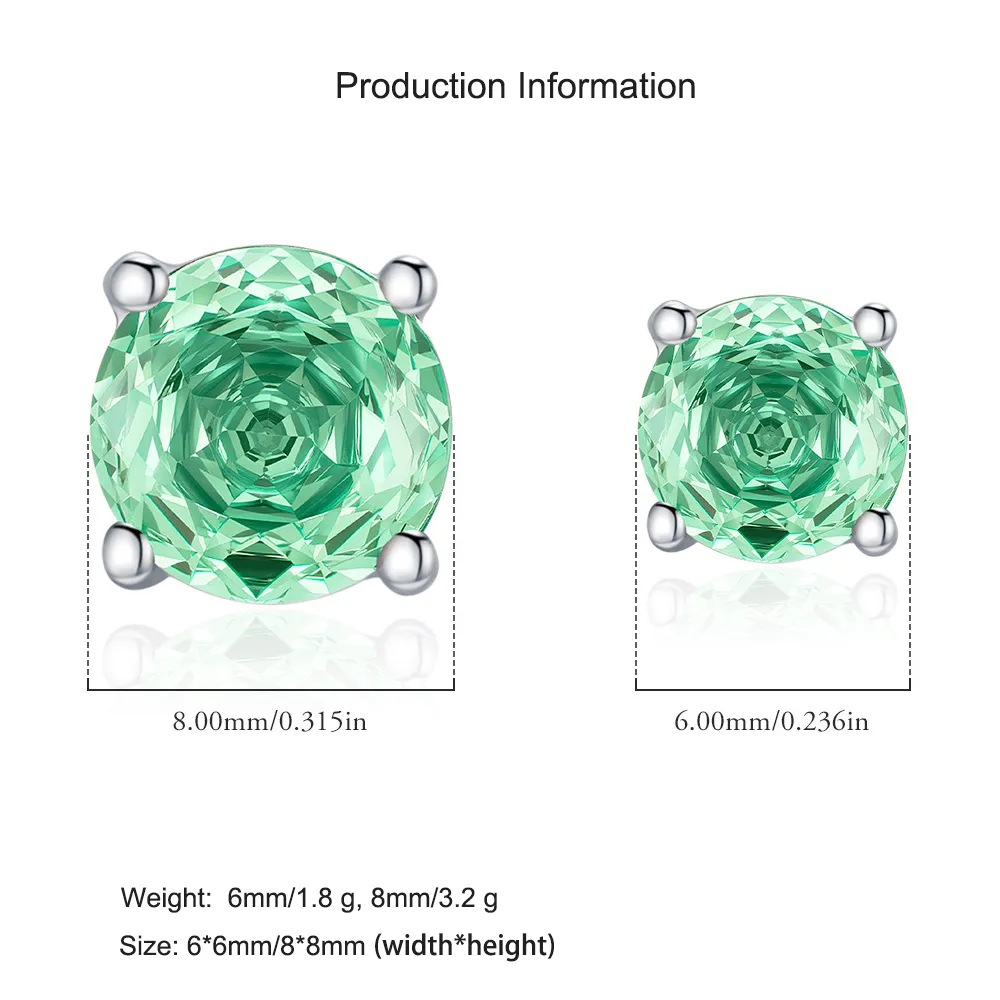 925 Sterling Silver 6mm/8mm Paraiba Blue Rose Cut Stud Earring 40200605 - image2