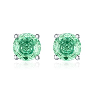 925 Sterling Silver 6mm/8mm Paraiba Blue Rose Cut Stud Earring 40200605