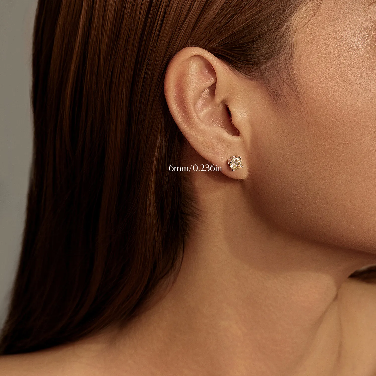 925 Sterling Silver Light Yellow Rose Cut Stud Earring 40200607 - image4