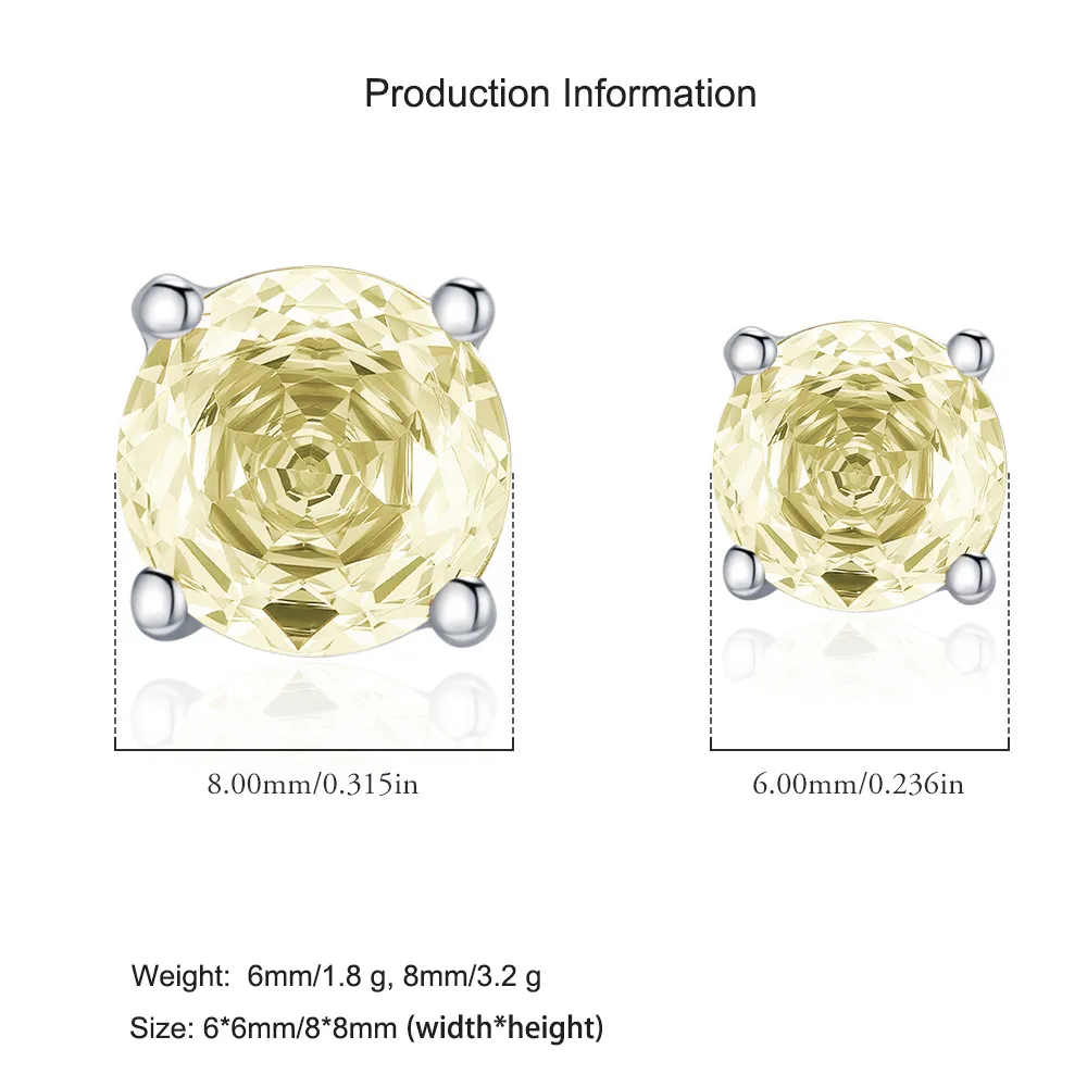 925 Sterling Silver Light Yellow Rose Cut Stud Earring 40200607 - image2