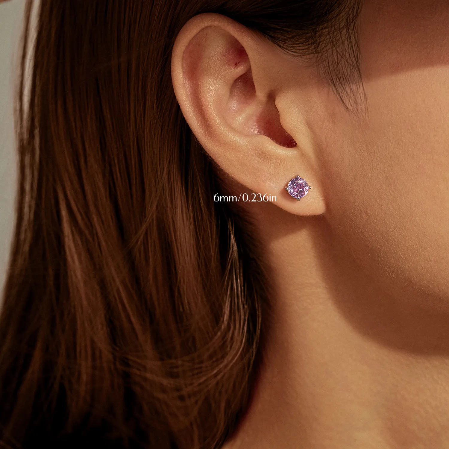 925 Sterling Silver Violet Rose Cut Stud Earring 40200608 - image1