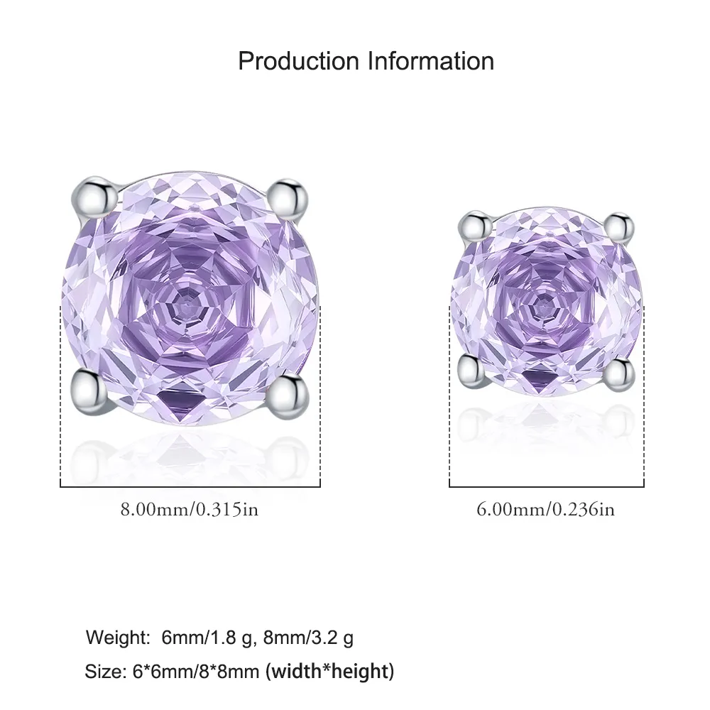 925 Sterling Silver Violet Rose Cut Stud Earring 40200608 - image2