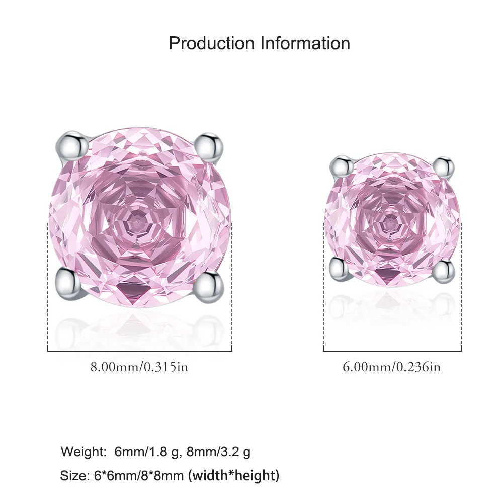 925 Sterling Silver Light Pink Rose Cut Stud Earring 40200609 - image2