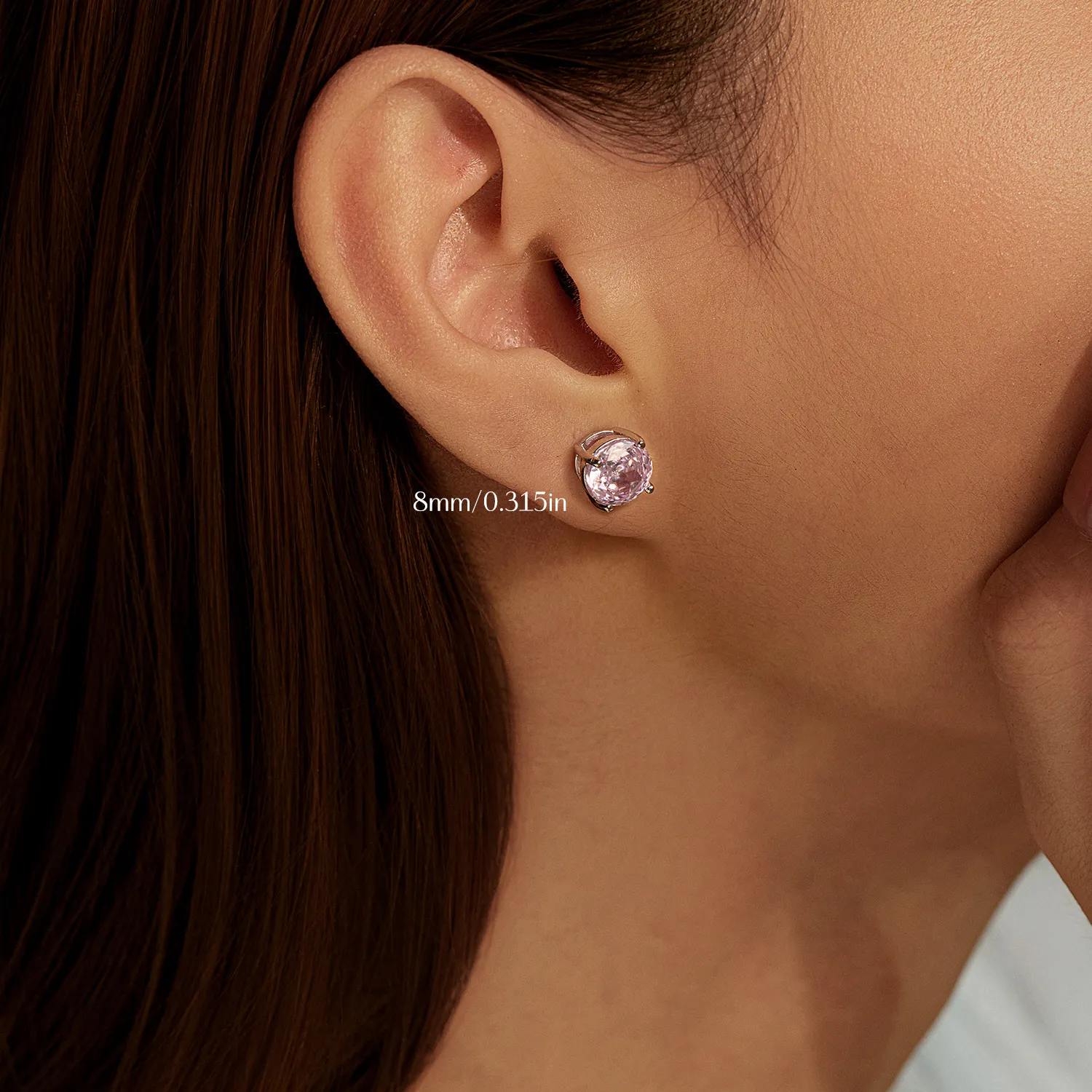 925 Sterling Silver Light Pink Rose Cut Stud Earring 40200609 - image3