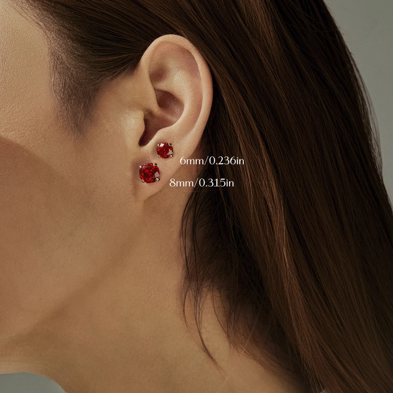925 Sterling Silver Red Octagon Rose Cut Stud Earring 40200611 - image1