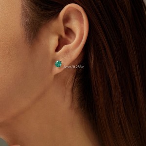 925 Sterling Silver Paraiba Green Octagon Rose Cut Stud Earring 40200613