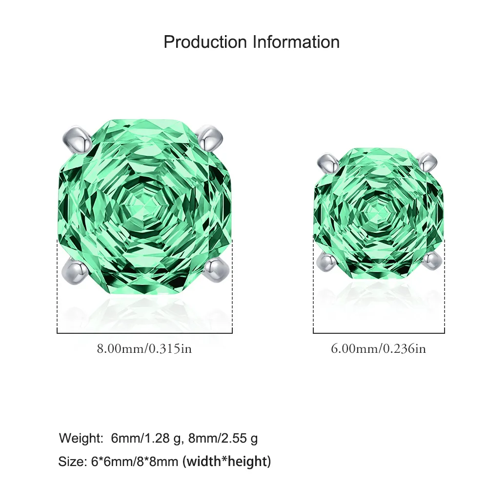 925 Sterling Silver Paraiba Green Octagon Rose Cut Stud Earring 40200613 - image2