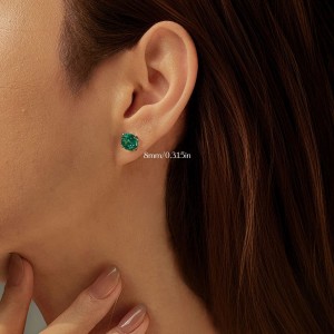 925 Sterling Silver Paraiba Green Octagon Rose Cut Stud Earring 40200613