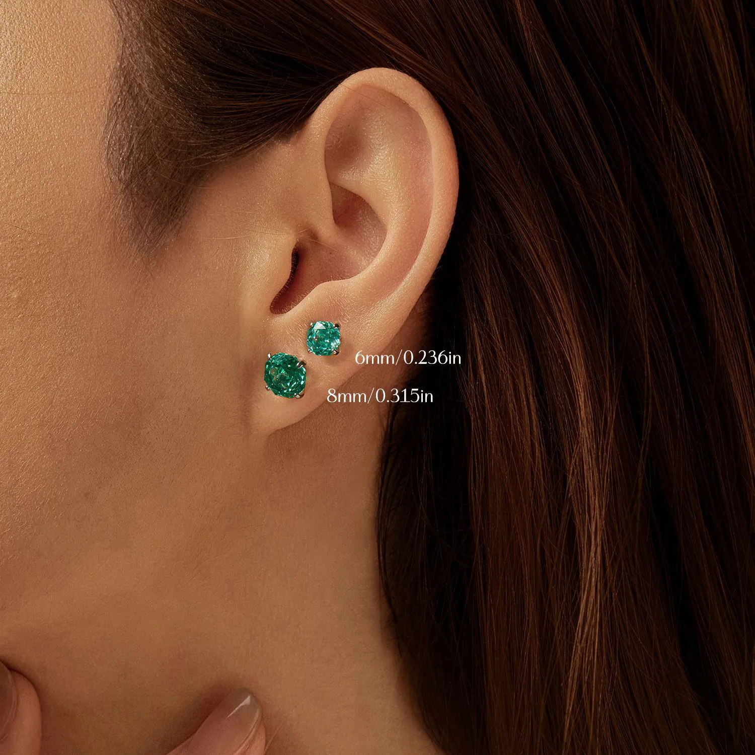 925 Sterling Silver Paraiba Green Octagon Rose Cut Stud Earring 40200613 - image1