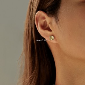 925 Sterling Silver Yellow Octagon Rose Cut Stud Earring 40200614