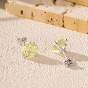 925 Sterling Silver Yellow Octagon Rose Cut Stud Earring 40200614