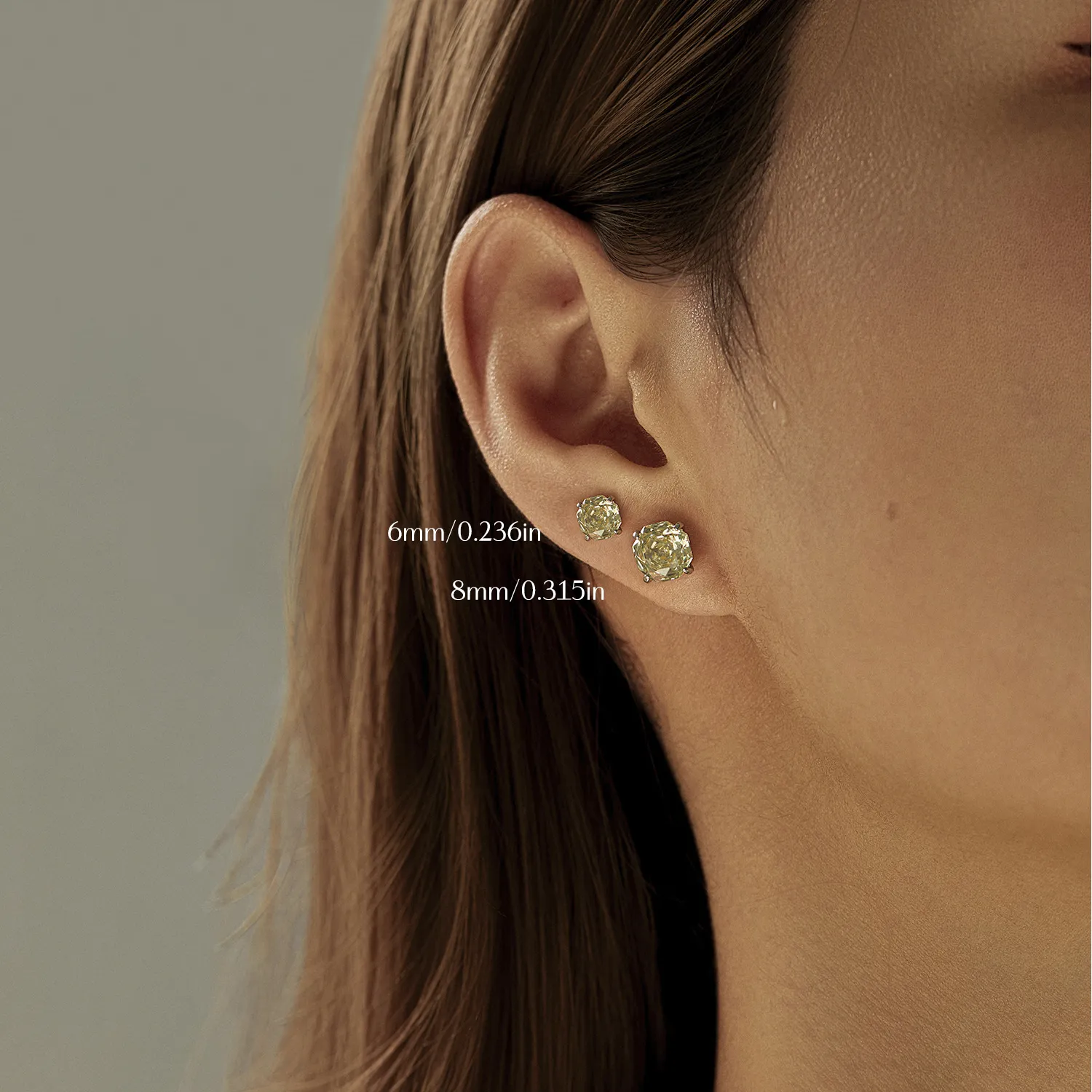 925 Sterling Silver Yellow Octagon Rose Cut Stud Earring 40200614 - image1