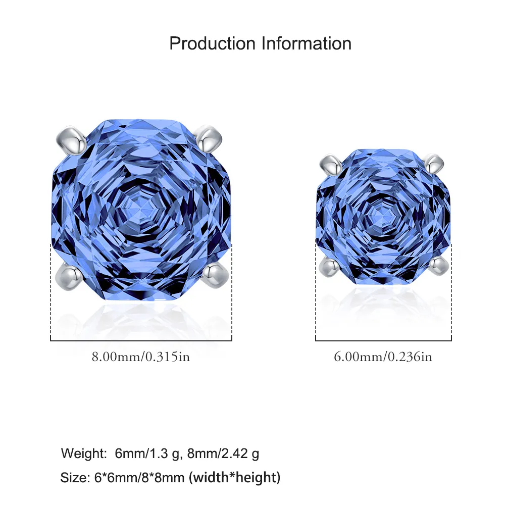 925 Sterling Silver Tanzanite Blue Octagon Rose Cut Stud Earring 40200615 - image2