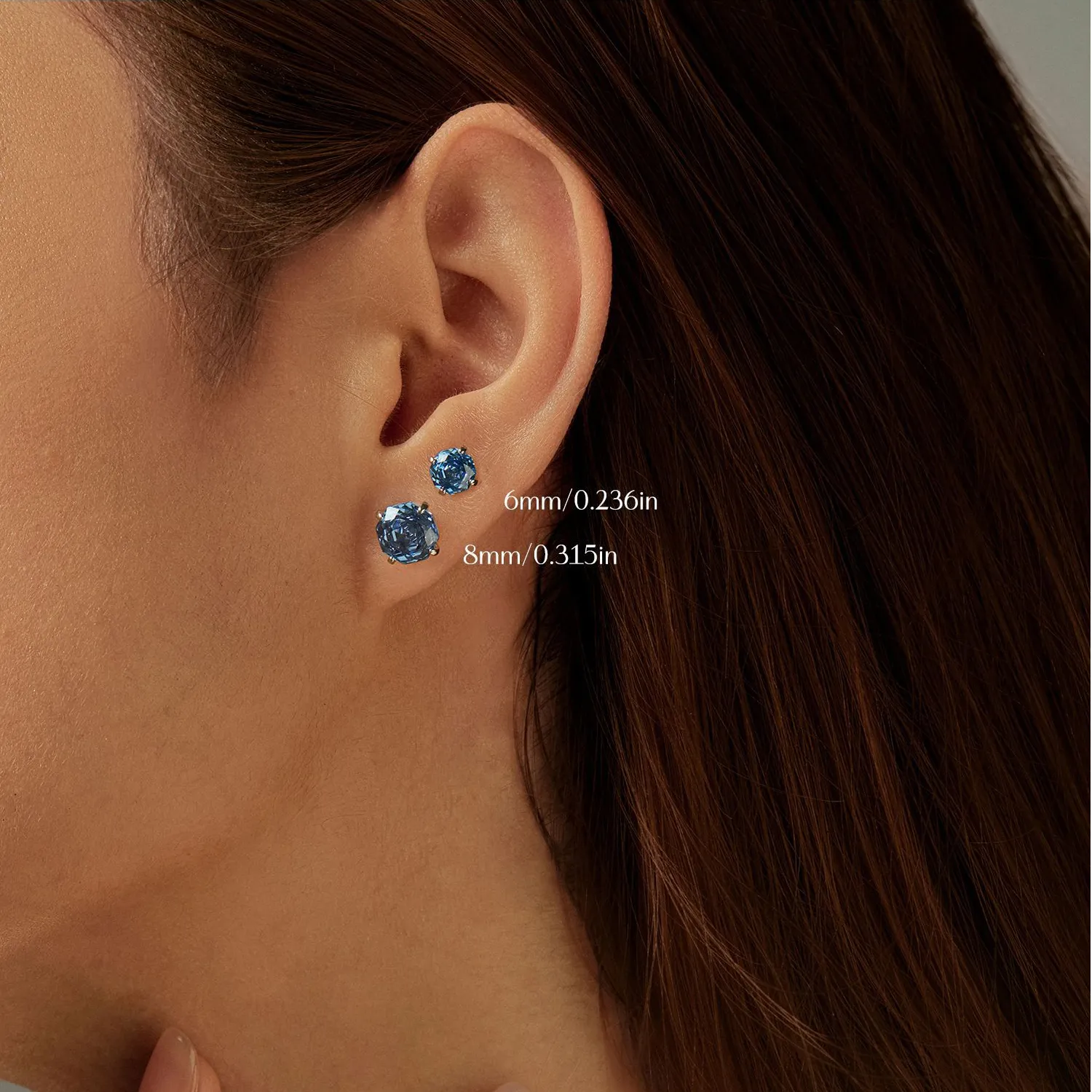 925 Sterling Silver Tanzanite Blue Octagon Rose Cut Stud Earring 40200615 - image1