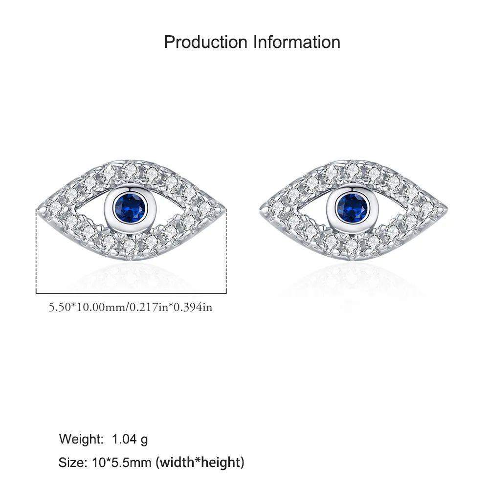 925 Sterling Silver CZ Protection Evil Eye Earring 40200617 - image2