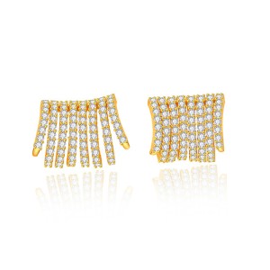 925 Sterling Silver Zircon Pavé Line Bar Earring 40200618