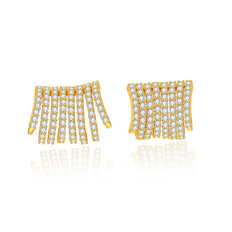 925 Sterling Silver Zircon Pavé Line Bar Earring 40200618