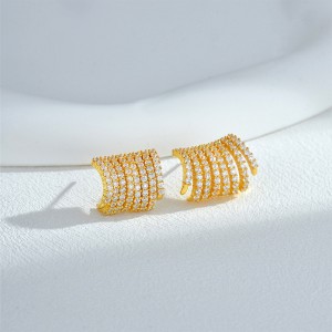 925 Sterling Silver Zircon Pavé Line Bar Earring 40200618