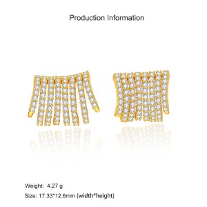 925 Sterling Silver Zircon Pavé Line Bar Earring 40200618