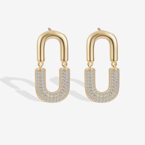 925 Sterling Silver Oval Zircon Stud Earring 40200622