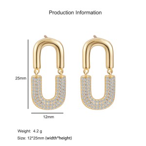 925 Sterling Silver Oval Zircon Stud Earring 40200622