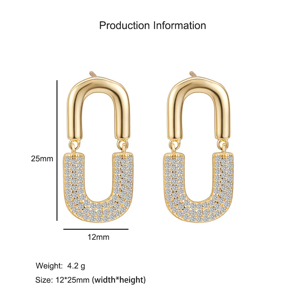 925 Sterling Silver Oval Zircon Stud Earring 40200622 - image2