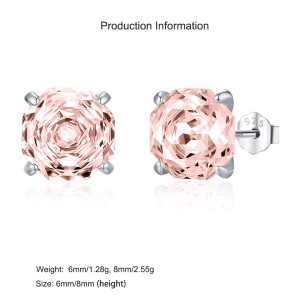 925 Sterling Silver Light Champagne Octagon Rose Cut Stud Earring 40200626