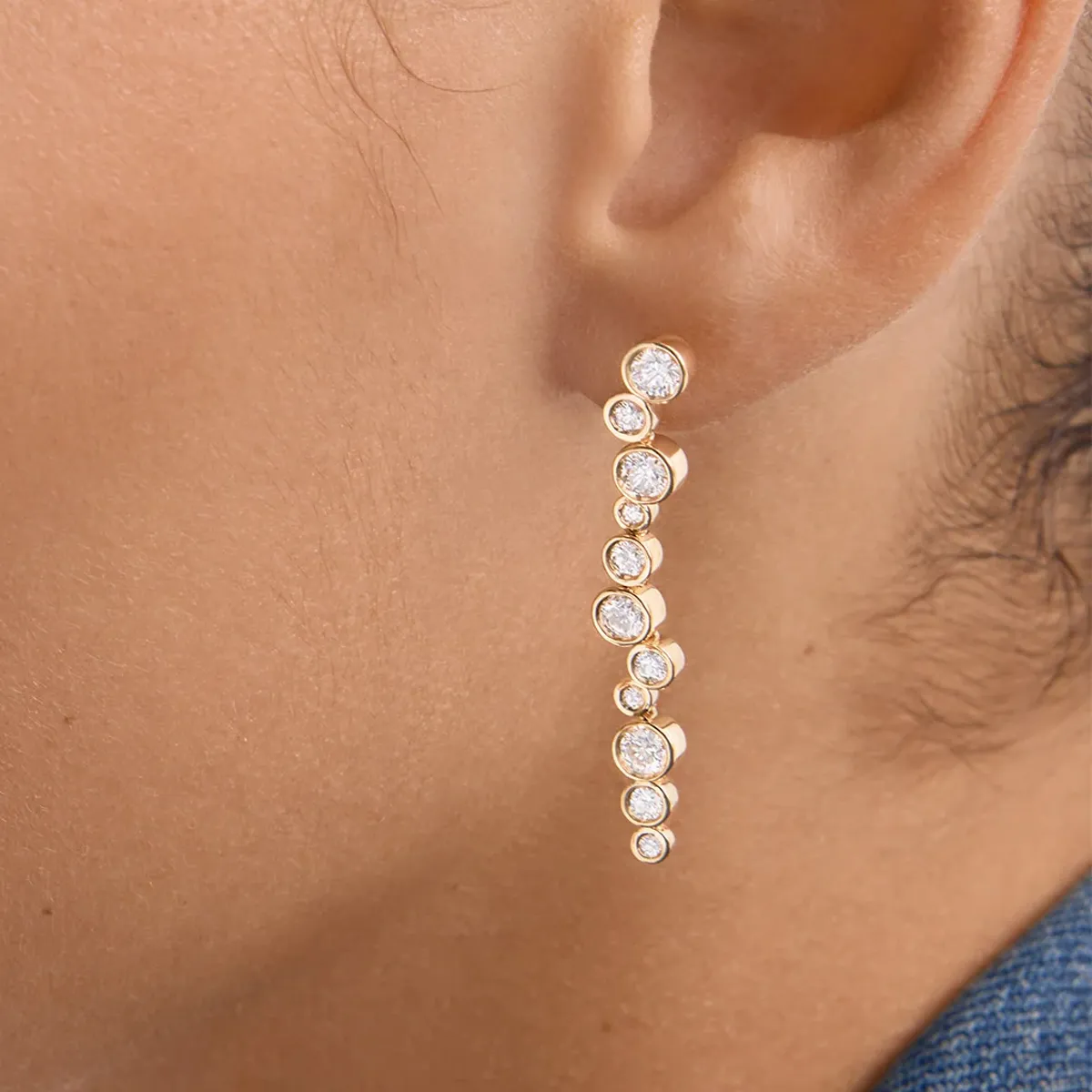 925 Sterling Silver Pave CZ Irregular Circle Stud Earring 40200628 - image1