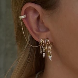 925 Sterling Silver Pave CZ Triple Dangle Tassel Stud Earring 40200630