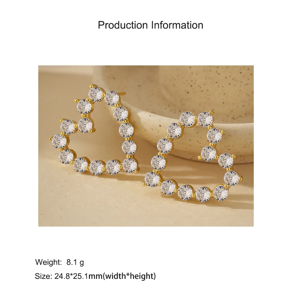 925 Sterling Silver Micro-Pave CZ Heart Stud Earring 40200635 - image2