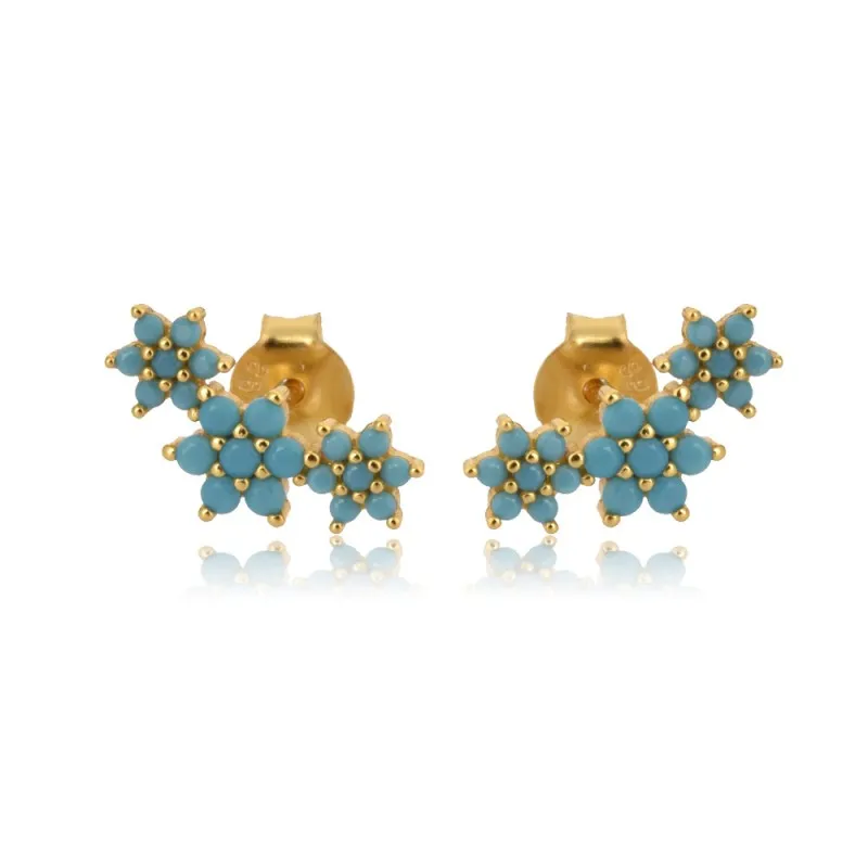 925 Sterling Silver Pave CZ Snowflake Flower Stud Earring 40200637