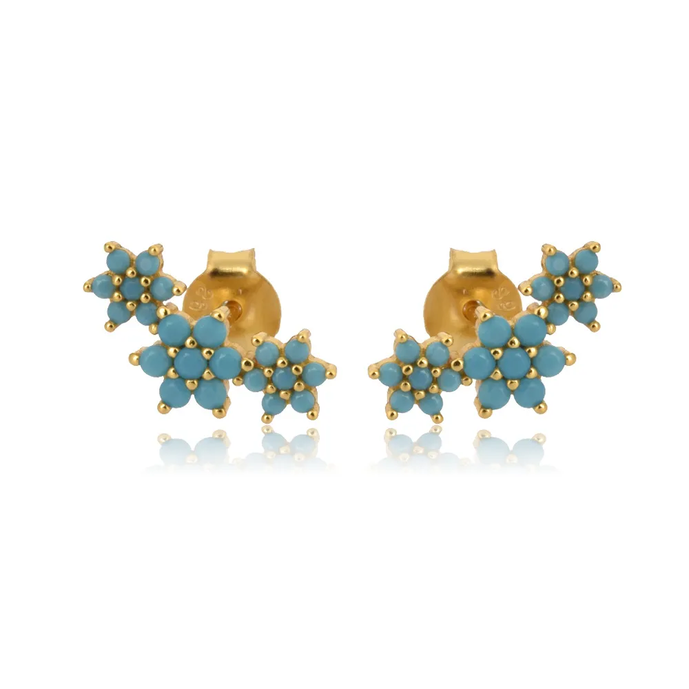 925 Sterling Silver Pave CZ Snowflake Flower Stud Earring 40200637