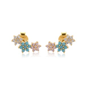 925 Sterling Silver Pave CZ Snowflake Flower Stud Earring 40200637