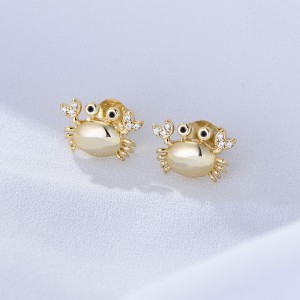 925 Sterling Silver CZ Nautical Crab Stud Earrings 40200638