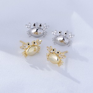 925 Sterling Silver CZ Nautical Crab Stud Earrings 40200638