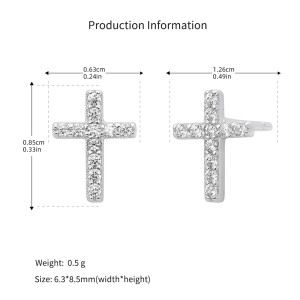 925 Sterling Silver Pave CZ Cross Stud Earrings 40200640