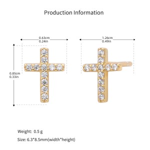 925 Sterling Silver Pave CZ Cross Stud Earrings 40200640