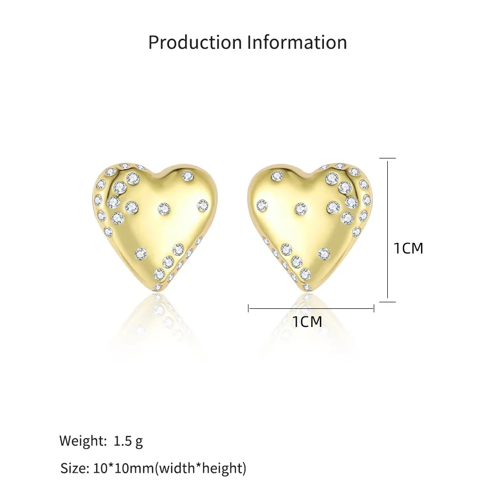 925 Sterling Silver Scattered CZ Puffy Heart Stud 40200641 - image2