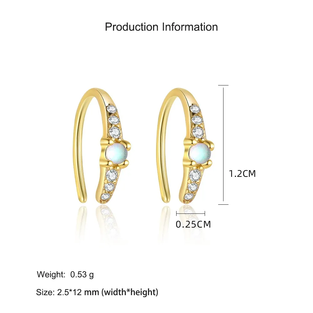 925 Sterling Silver Synthetic Moonstone CZ Arc Earrings 40200643 - image2