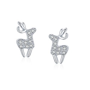 925 Sterling Silver Christmas Zircon Reindeer Stud  Earring 40200649 925 Sterling Silver Christmas Zircon Reindeer Stud  Earring 40200649